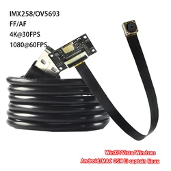 USB Camera Module 16MP 4656x3496 4K CMOS IMX258 AF/MF/FF 75 Degree 30FPS Wide Angle MJPEG YUY2 IMX298 for Digital Cameras