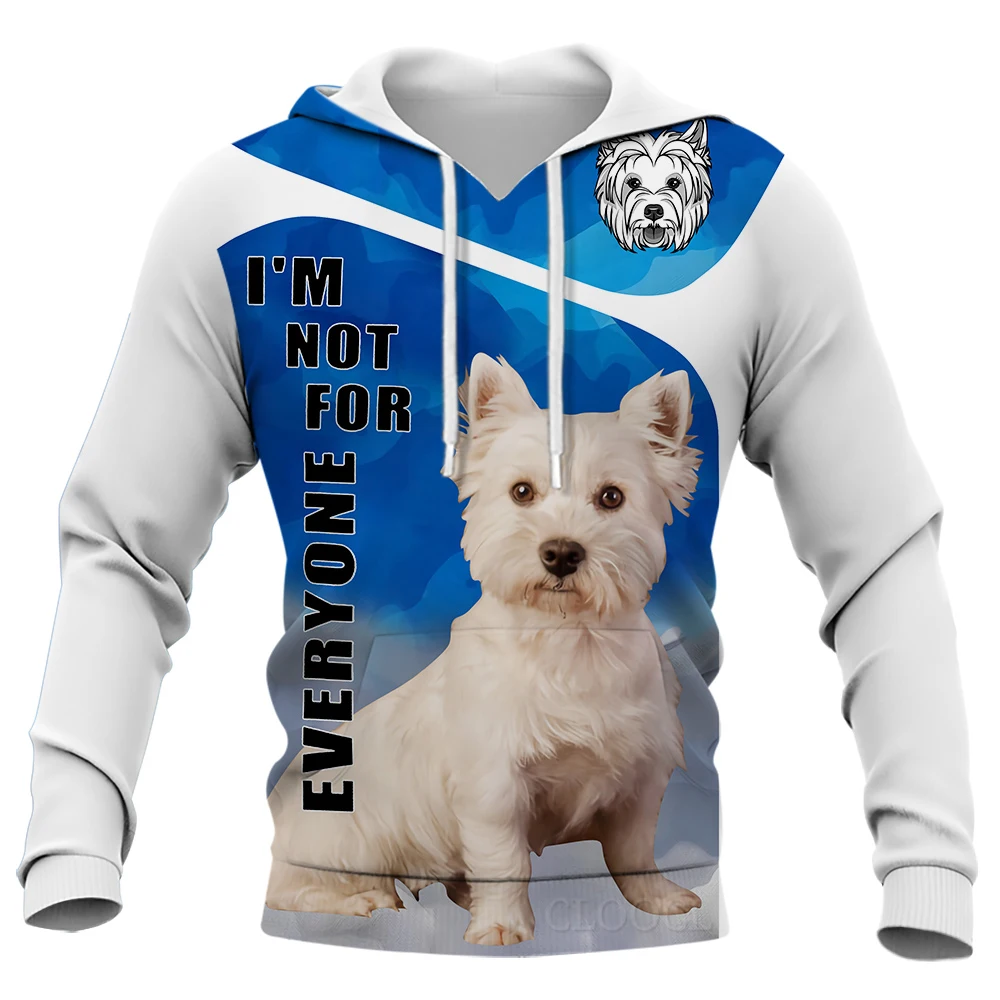 

CLOOCL Men Hoodie 3D Graphics West Highland White Terrier Printed Women Pullover Hooded Sweatshirt Fashion Hooded Jacket