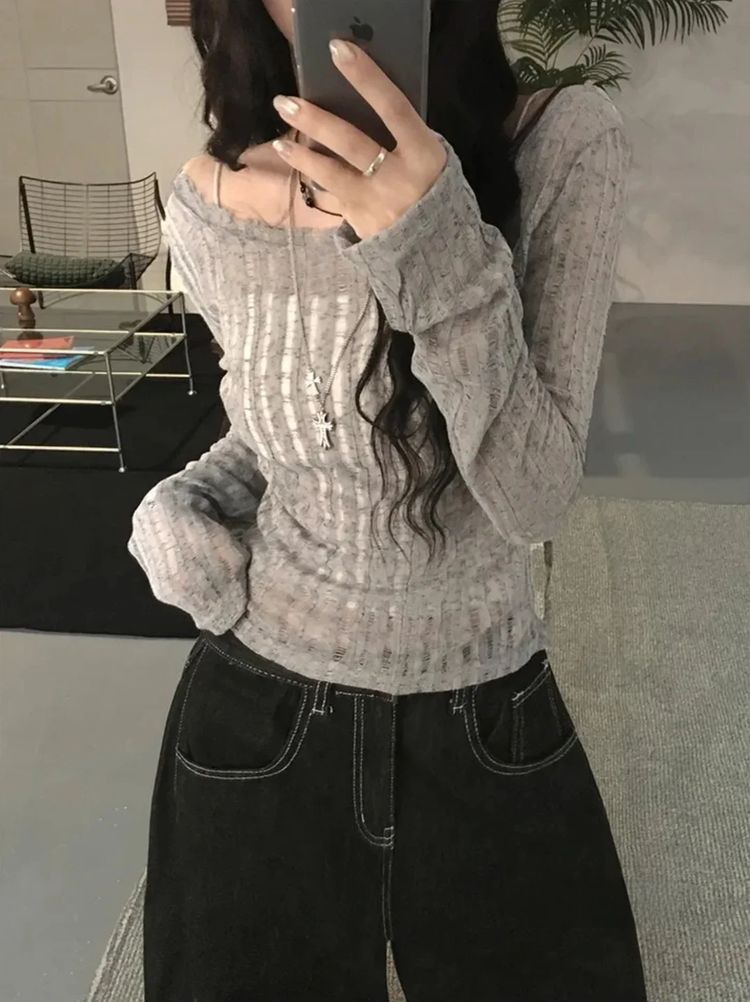 Sweet And Cool Short Sleeveless Hollow out T-Shirt Women's Slim Fit Casual Style Creative Pattern Chinese Brand Unisex Top