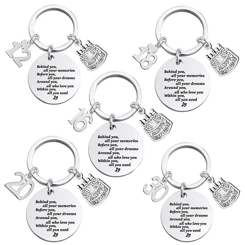 10 pieces circular hang tag birthday anniversary gift souvenir engraved backpack pendant anniversary gift