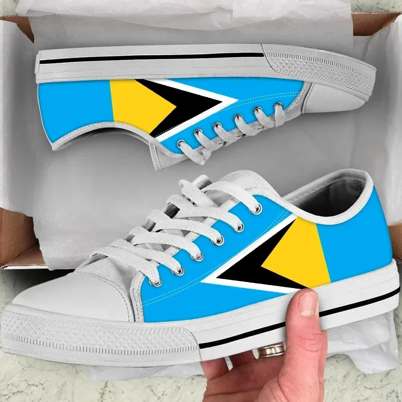 Doginthehole, nueva moda, zapatos planos de lona para mujer, estampado de la bandera de Santa Lucía, transpirables, con cordones, zapatillas informales para caminar para mujer, Zapatos