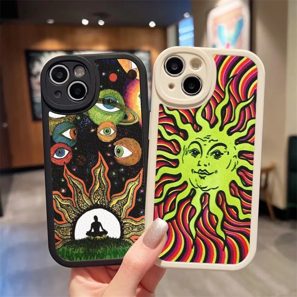 Hippie Posters Phone Case For Iphone 15 14 13 Pro Max 12 11 Mini X Xr Xs 7 8 Puls Lambskin Silicone Cover