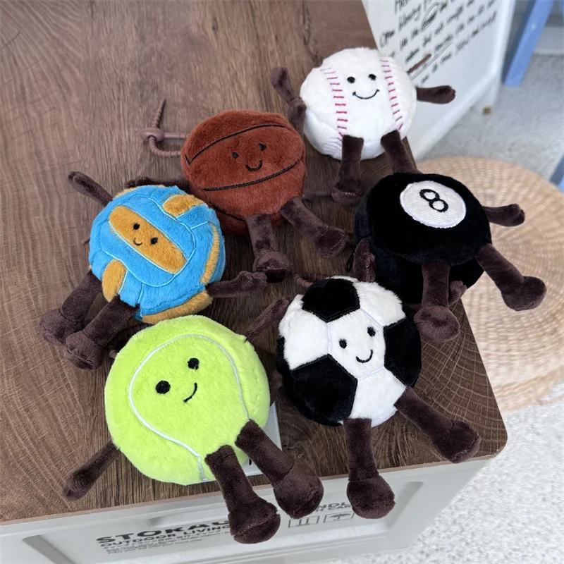 Kawaii bola esportiva chaveiro de pelúcia moeda bolsa futebol basquete tênis beisebol brinquedo de pelúcia bonito saco decoração presentes aniversário menina