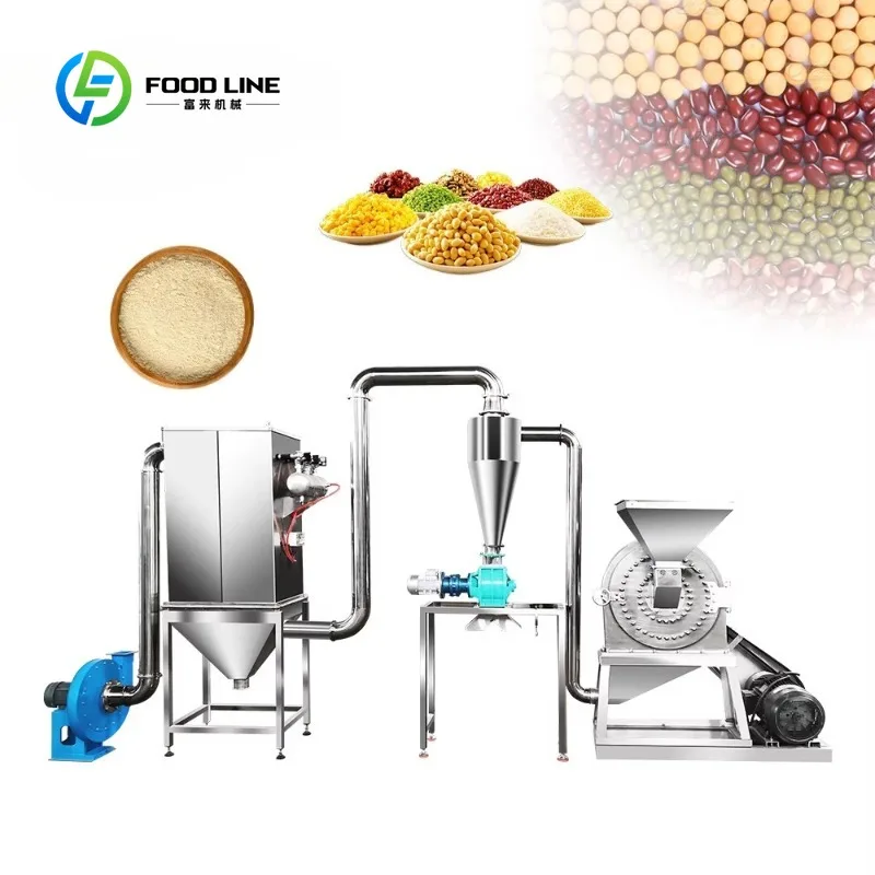 Automatic Pin Mill Grinding System with Cyclone and Pulse Dust Collector for Spices Grains and Additives