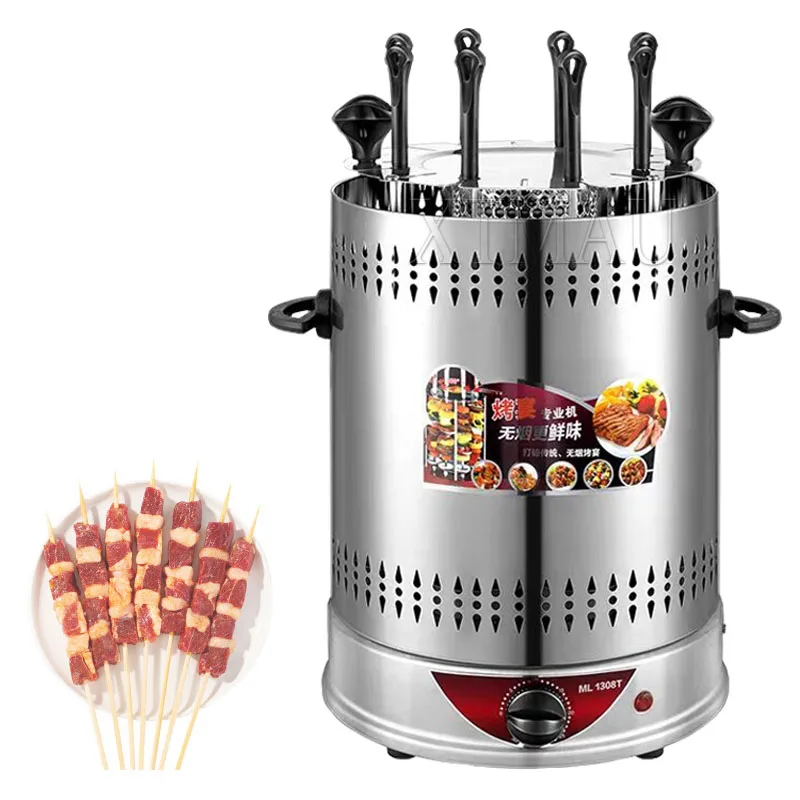 

Electric Smokeless Vertical Bbq Grill Making Machine Meat Rotary Kebab Skewer 8 Sticks