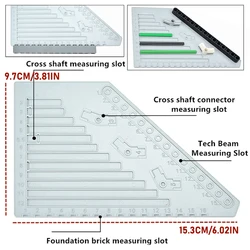 Multi-functional building block assembly aid, ruler template set, suitable for technology series parts, measuring
