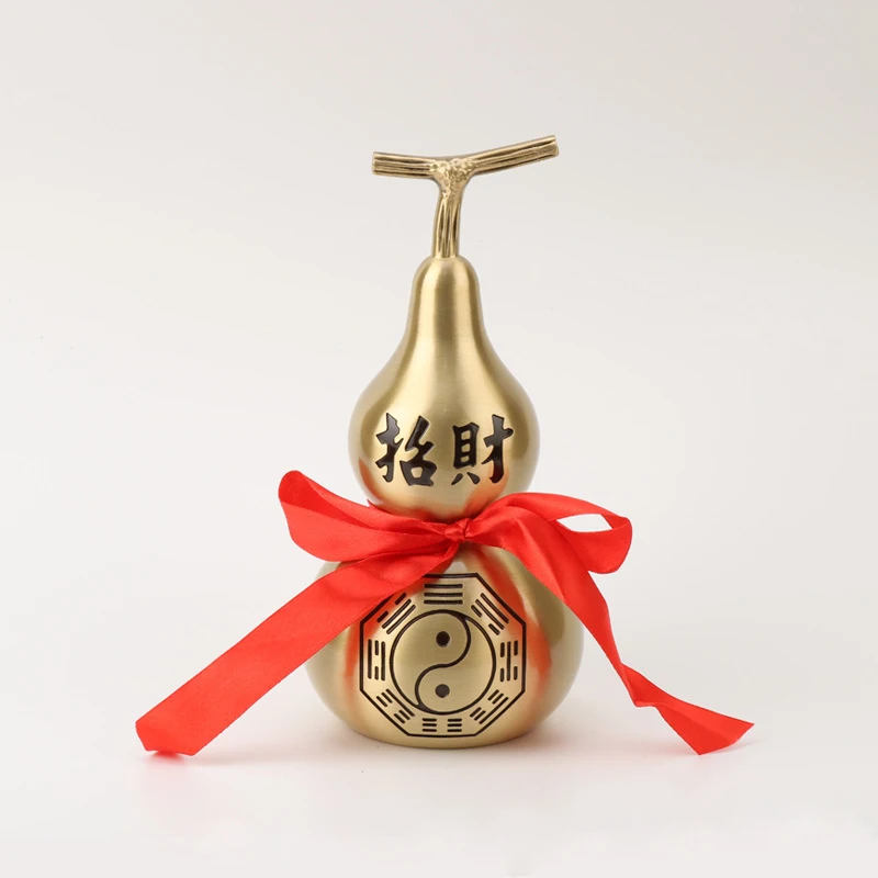 ornament, -cap brushed finish and eight-trigram design, open-mouth copper , gourd with the char