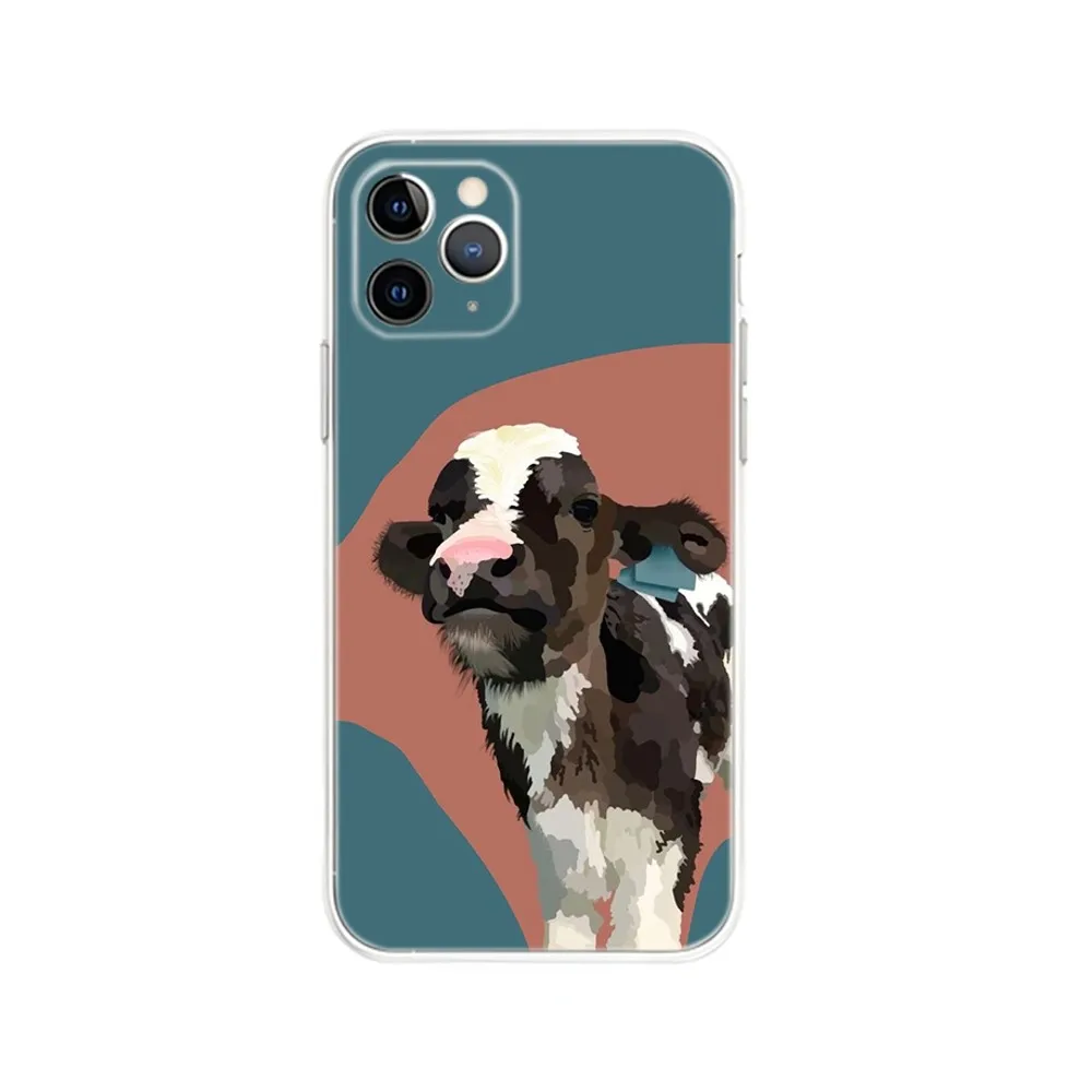 Cartoon Dairy Cattle Cow Phone Case For iPhone Apple 15,14,13,12,Mini,11,Pro,Max,Plus,X,XR,XS,8,SE,2020,Plus Transparent Cover