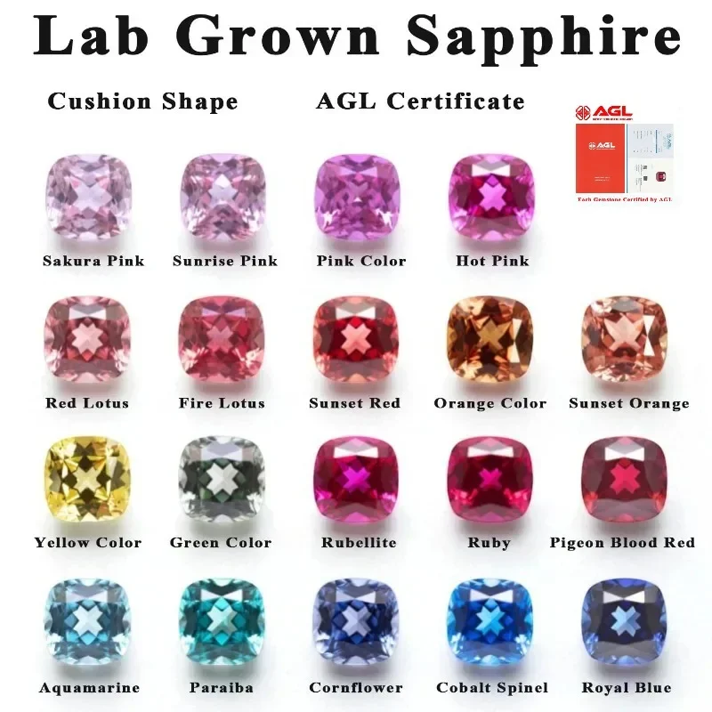 

TopLab Grown Sapphire Cushion Shape For DIY Jewelry Making The Main Materials Of Rings And Necklaces Selectable AGL Certificate