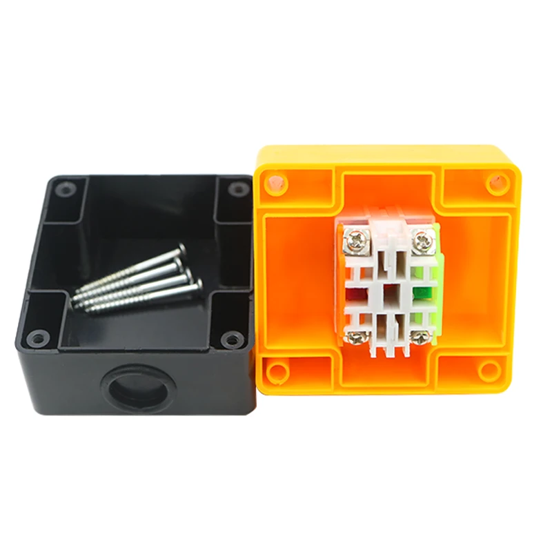 Industrial Emergency Stop Switch Mushroom Head Button , NO NC Contact, AC660V 10A, Plastic Enclosure with Single Hole Moun