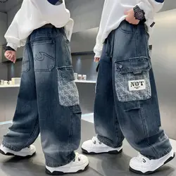 Teenage Boy Jeans Button Solid Color Children Jeans Casual Style Kids Jeans Spring Autumn Kids Clothes 4 6 810 11 12 13 14 Years