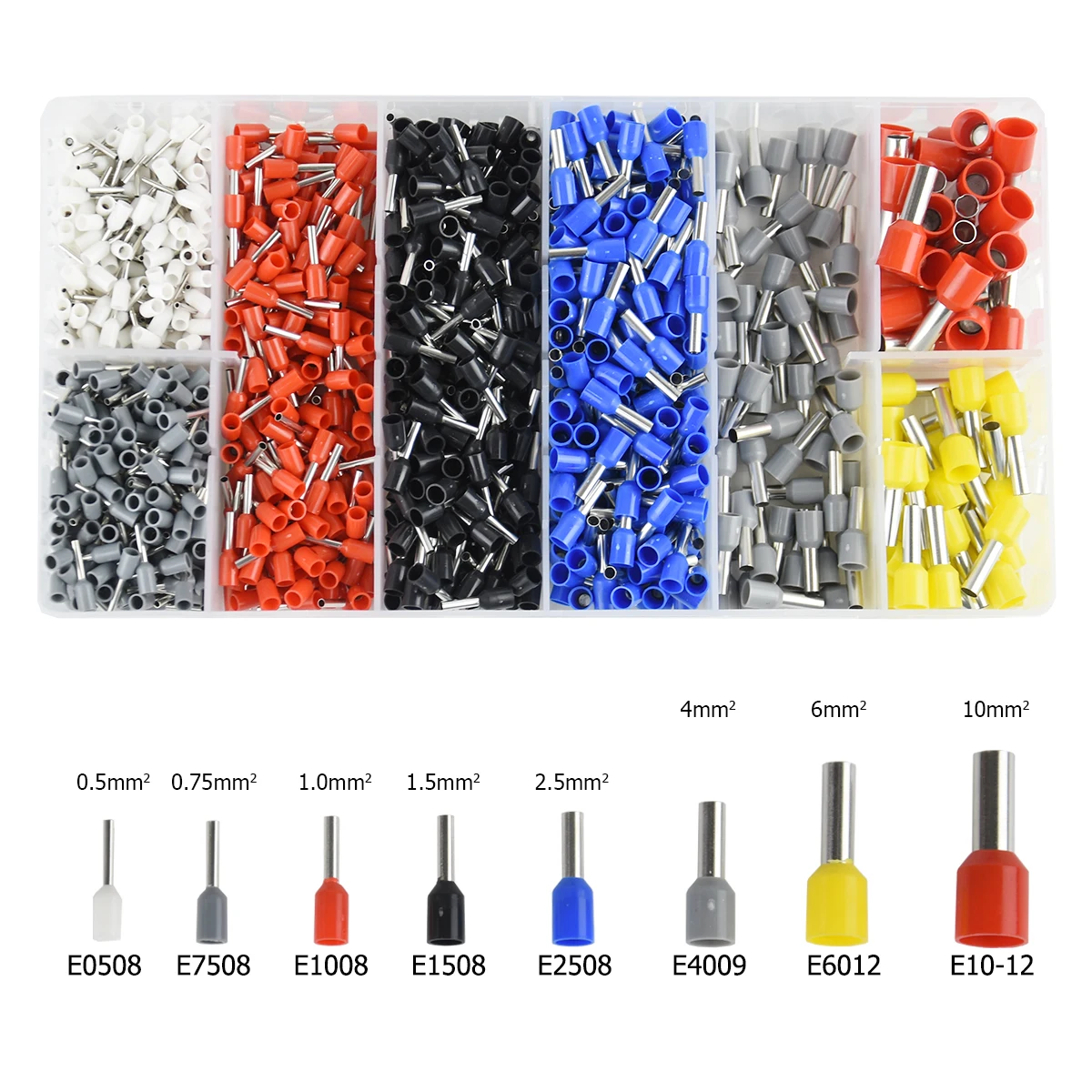 EV Kupferrohr-Isolierverbinder-Set - 22-7AWG Sortier-Ringkabelschuh-Verbinder 200/800/1200 Stück E 0508 7508 1508 4009 6012 für E – Detail 5