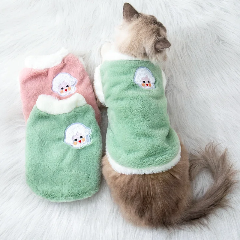 Cat Clothes autumn and winter ragdoll Cat warm vest fleece Pet Dog Clothes kitten anti-Hair loss Warm Thick Vest