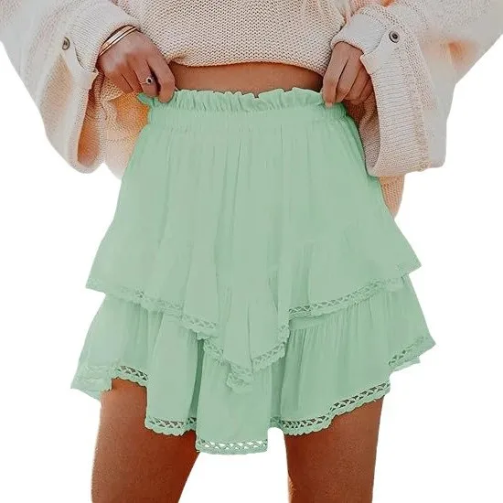 Jupe courte plissée style bohémien pour femmes, décontractée, superposée, taille haute, gâteau de golf et de tennis