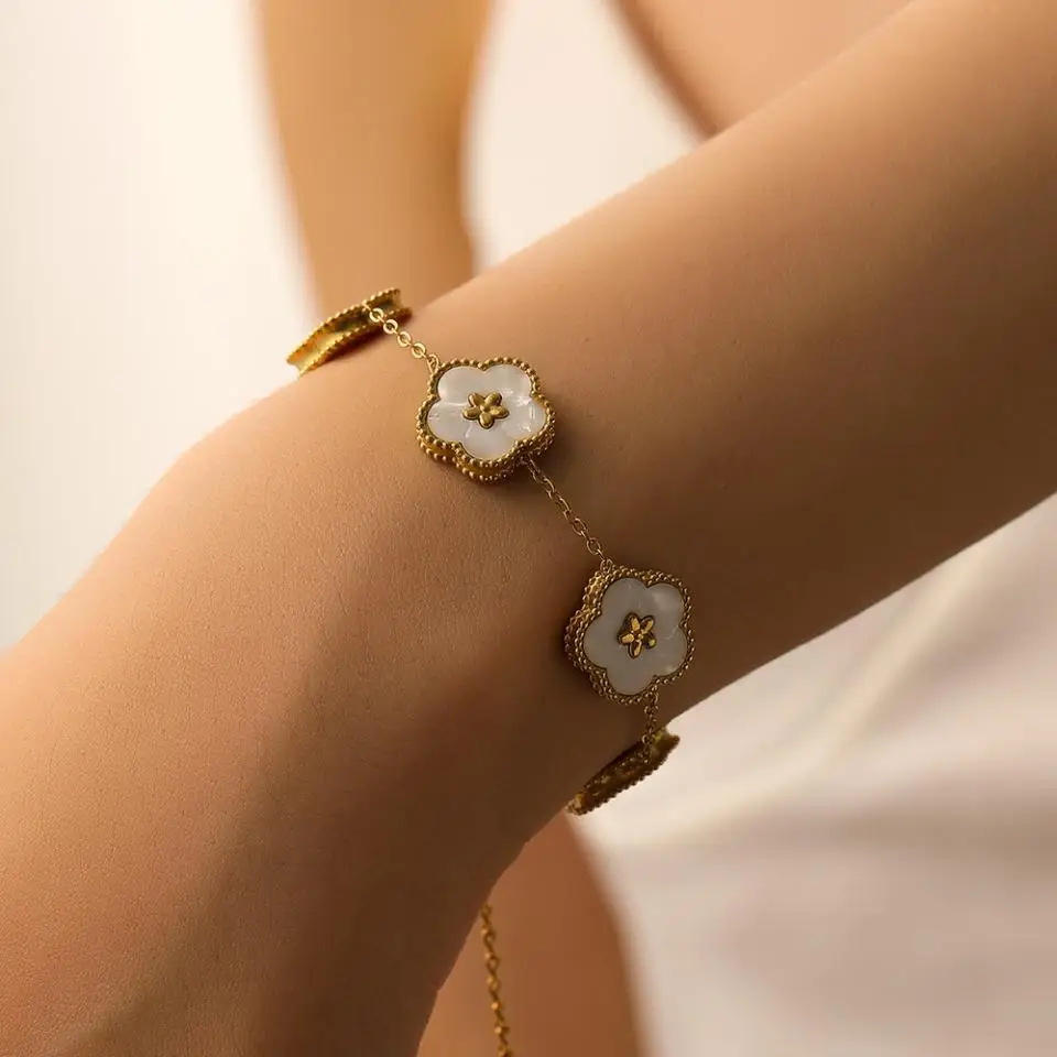 1Pcs Luck Five Leaf Flower Pendant Jewelry Bracelet for Women Gift Fashion Trendy Clover Bracelet Earring Party Jewelry Gift