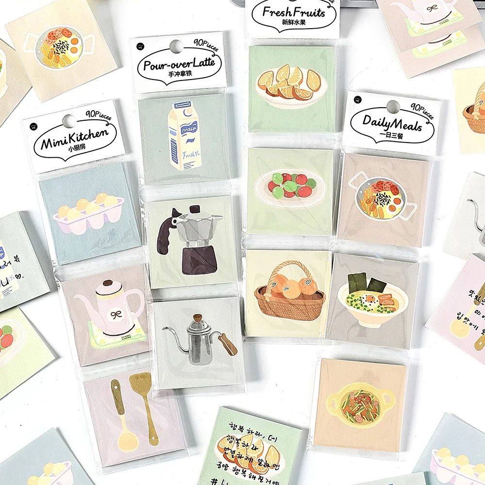 Cute Coffee Fruit Meals Design Small Memo Pads Message Writing Craft Paper Printed Stationery Supplies