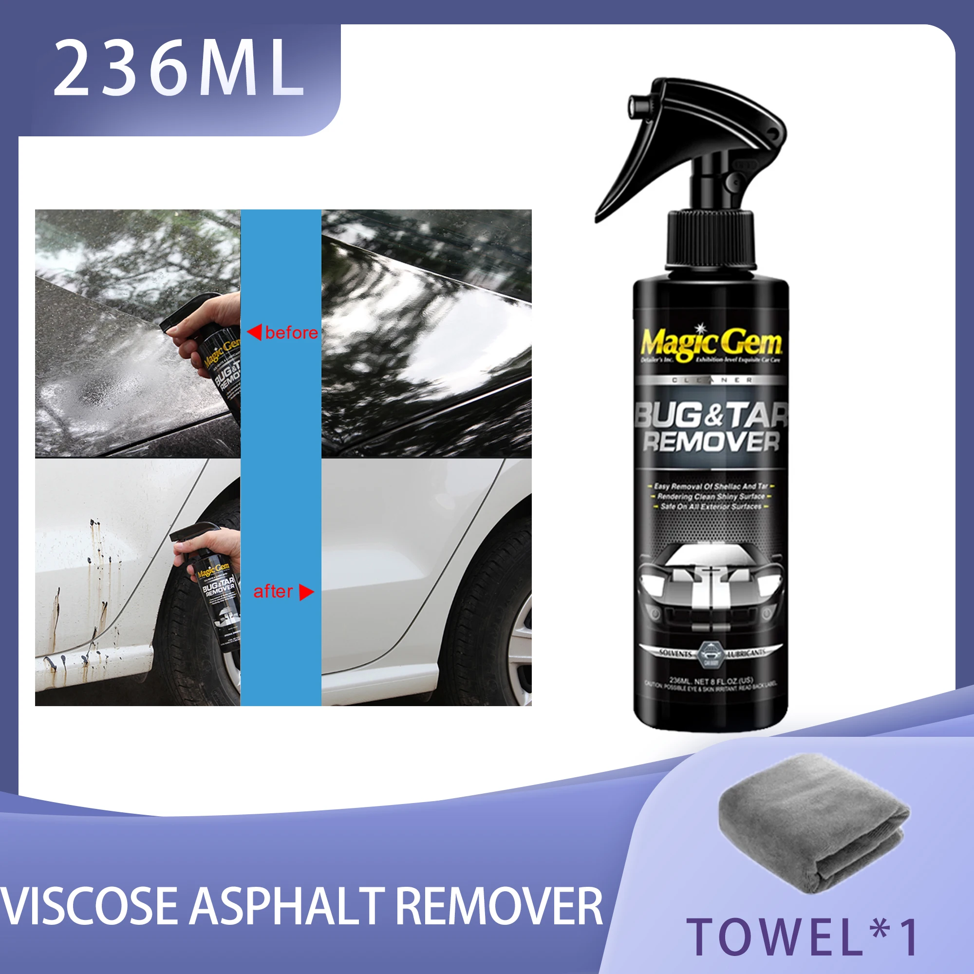 

236ML Car Viscose Asphalt Remover Quickly Remove Pollutants Asphalt Viscose Cleaning Agent Car Clean Waterproof Spray Car Care