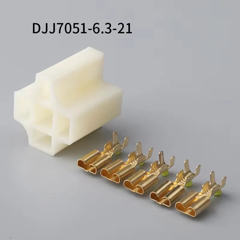 5sets 5 Pin Automotive Wiring Connector 5 Hole Socket With Terminals Pins DJ7051-6.3-21