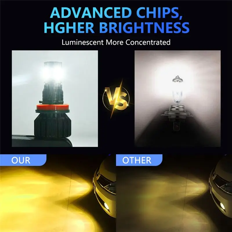 Car LED RGB Headlight APP Bluetooth-Compatible Control Multi Colors LED Fog Lights Bulbs-A74F
