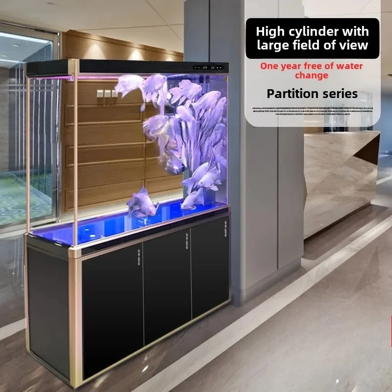 

ZC large floor partition fish tank glass aquarium living room ecological tank bottom filter household tank free of water change