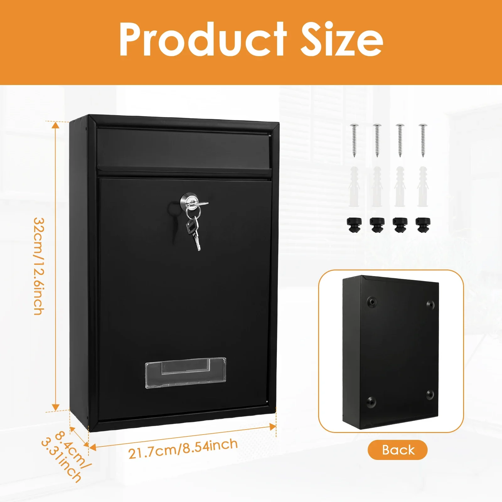 Metal Wall Mounted  Letter Mailbox Outside With key Lock Waterproof  Delivery Box mailbox for Private House Outdoor Street Mailb