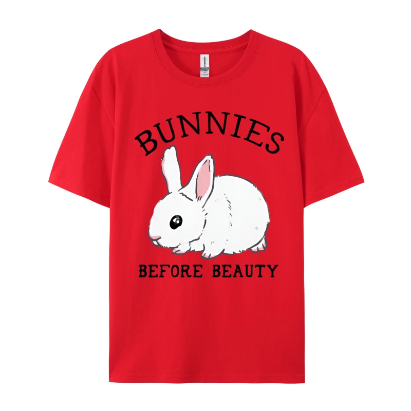 Men Clothing Bunnies Before Beauty Vintage Animal T-shirt Soft Comfortable Printed T-shirt Easter Gift