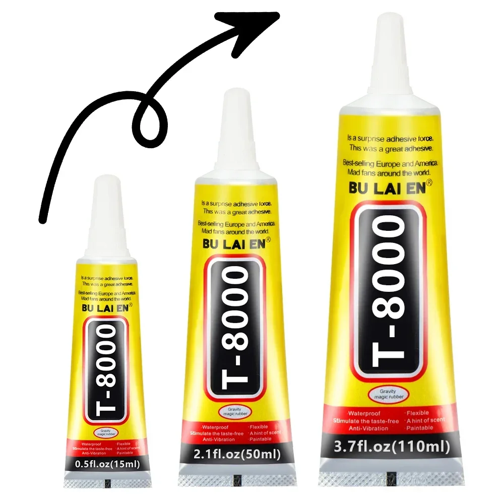 

15ML 50ML 110ML T8000 Clear Contact Phone Repair Adhesive Electronic Components Glue With Precision Applicator Tip