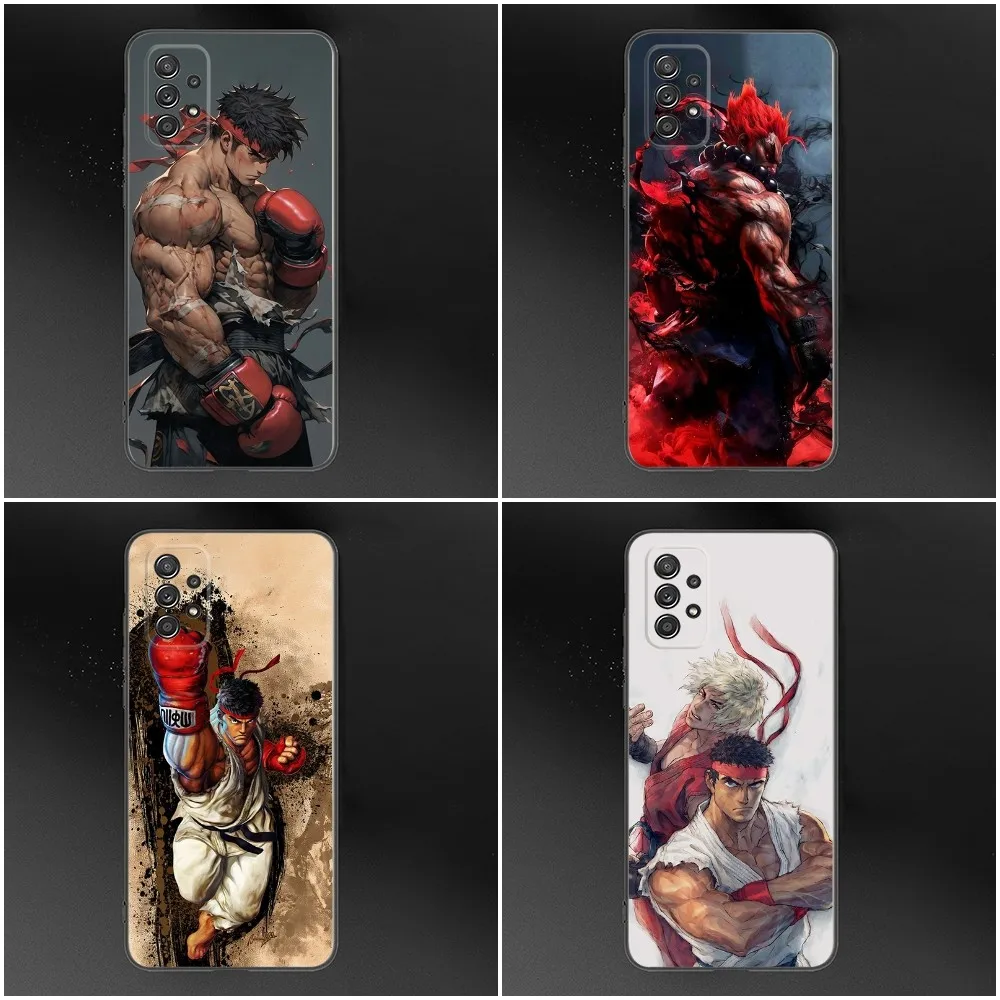 

S-Street F-FighterS Phone Case For Samsung Galaxy S25,S24,S21,S22,S23,S30,Ultra,S20,Plus,Fe,Lite,Note,10,9,5G Black Cover