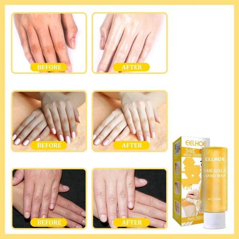 24k Gold Hand Wax Mask Honey Nourishing Hands Cream Exfoliating Moisturize Care Firming Smooth Whitening Hands Cream Hand Cream