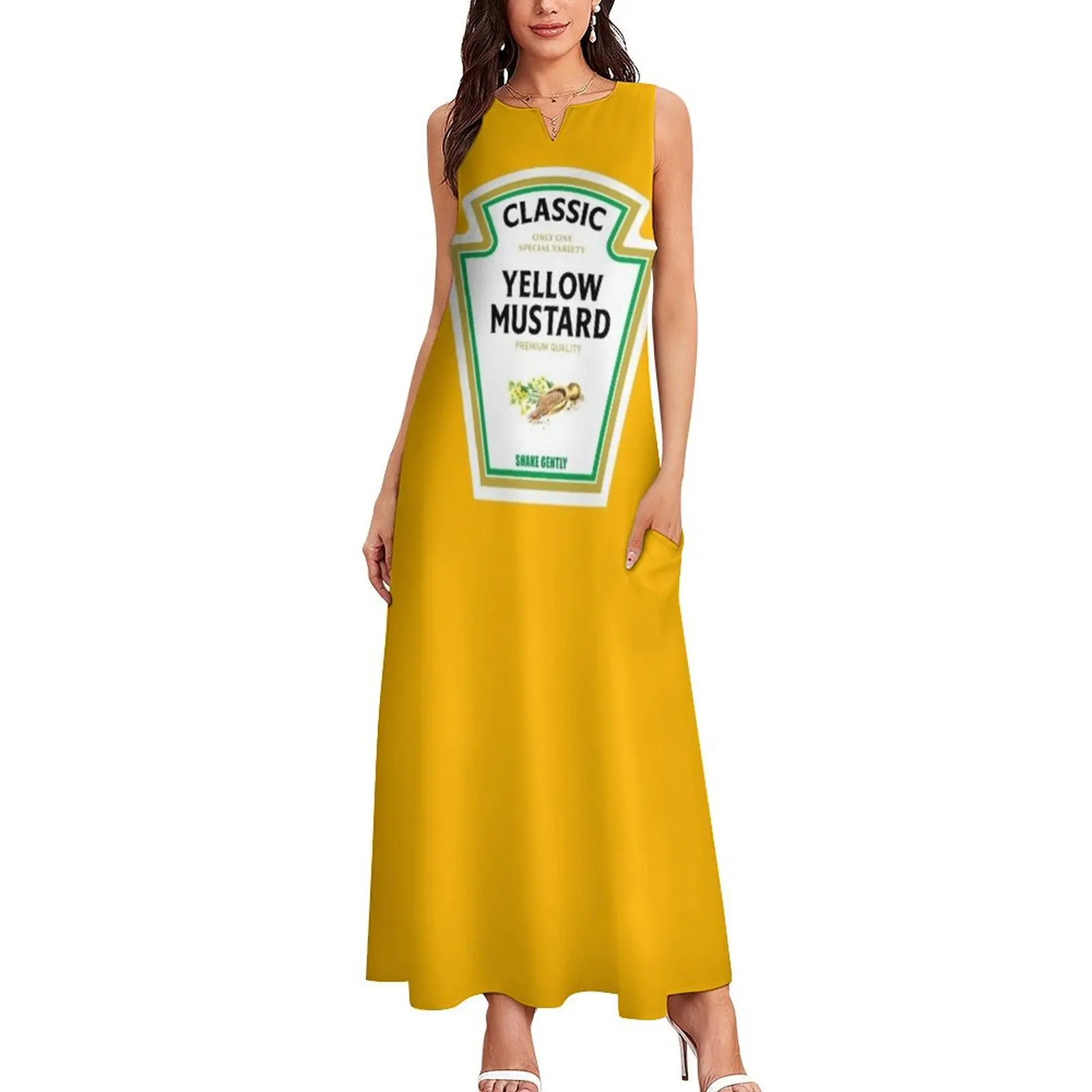 Mustard Halloween 2023 Costume Matching Family Group Couple Mayo Ketchup Long Dress Women's summer suit