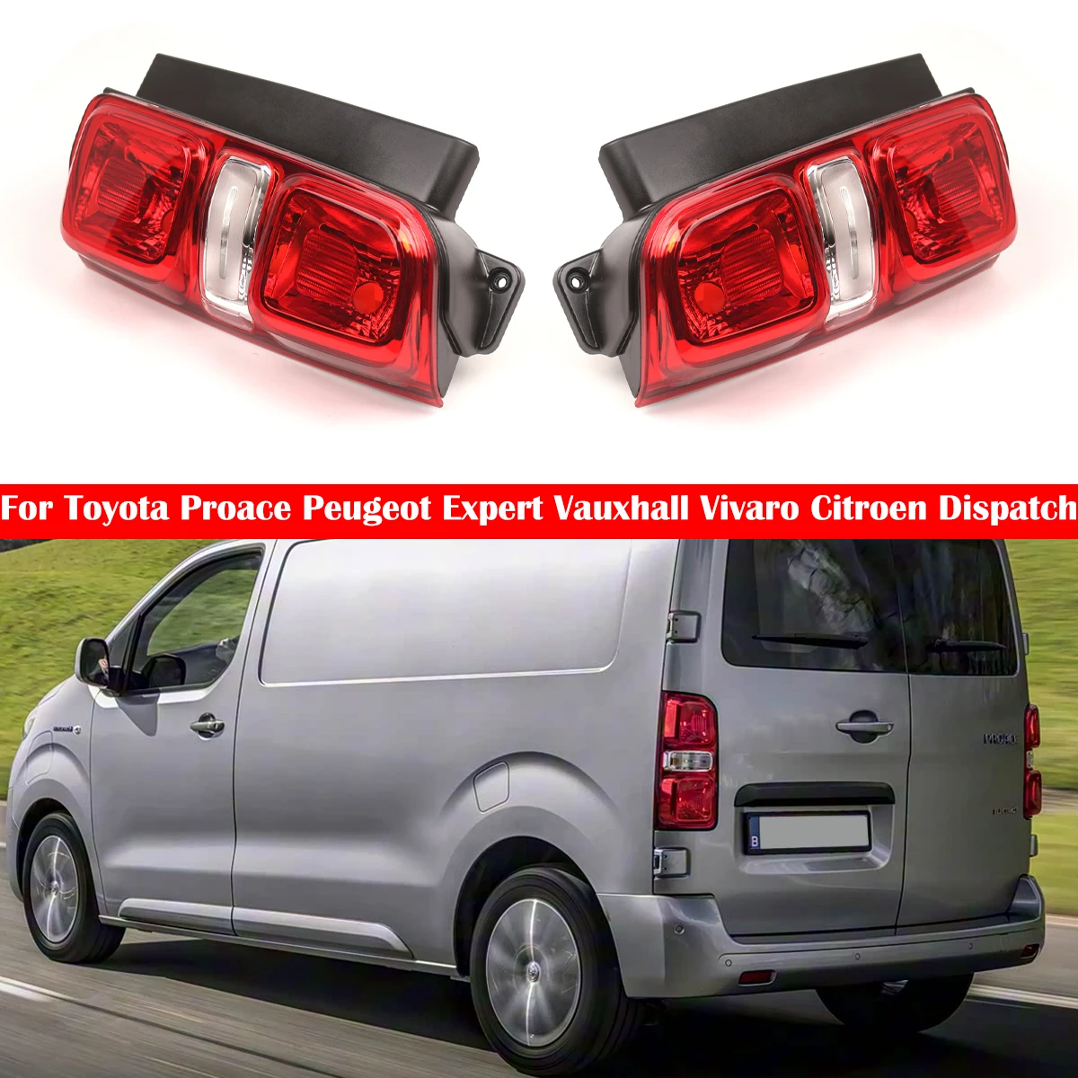 1X Rear LED Tail Light Brake Lamp Taillight Assembly No Bulb9808243180 9808243080 9808243182 9808243082 For Toyota Proace 16-21