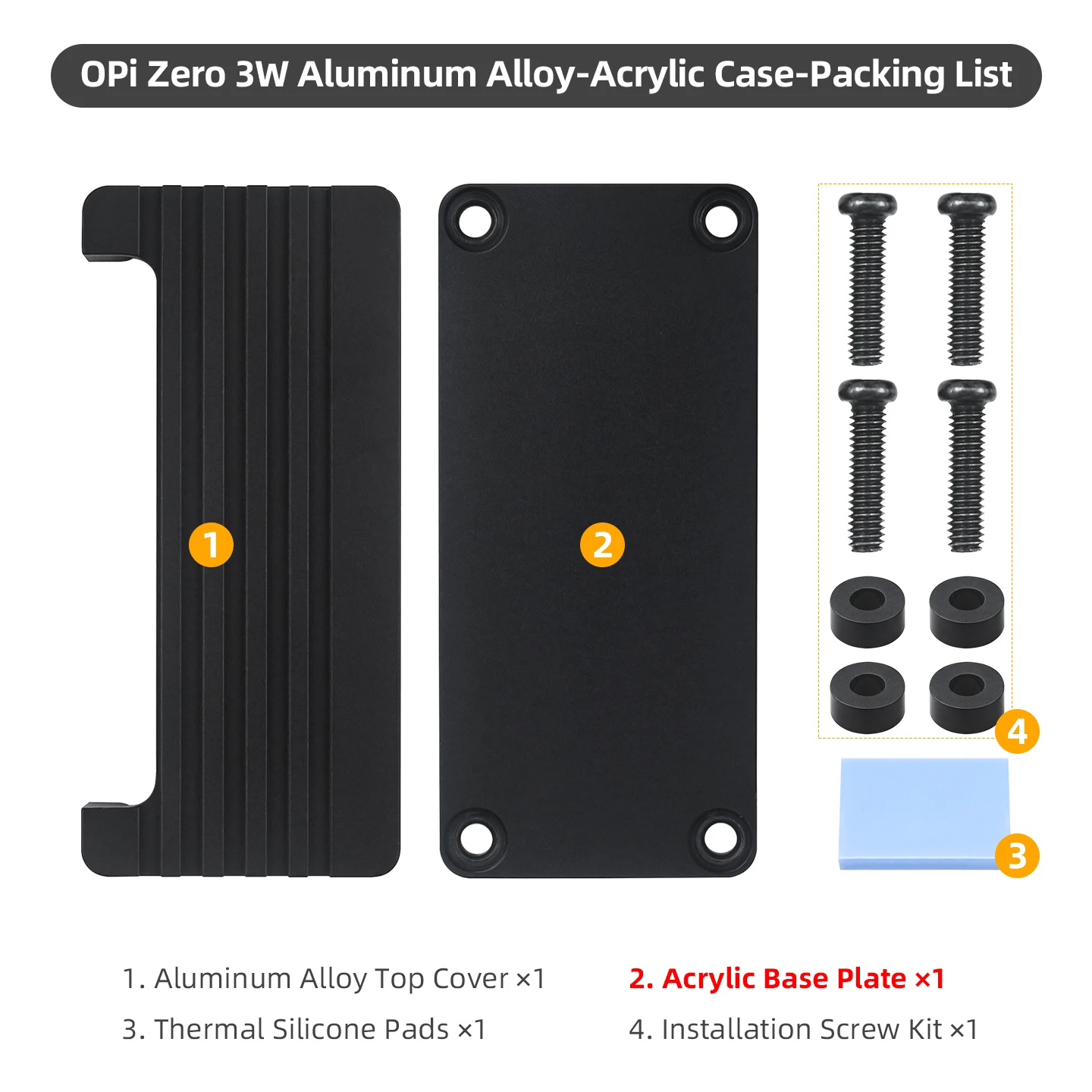 Orange Pi Zero 3W Case Full Aluminum / Aluminum-Acrylic Shell Protective Box Passive Cooling Heatsink for Orange Pi Zero 3W