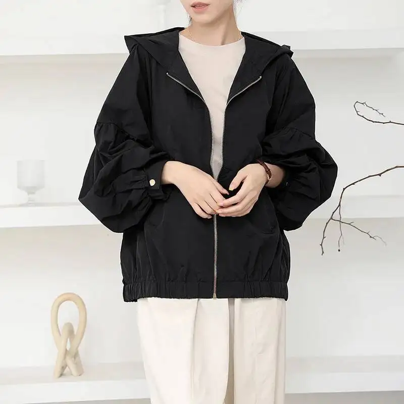 Japan Rakuten Summer Sun Protection Clothing for Women Simple Hooded Waterproof Sunshade Oil-resistant Quick-dry Casual Top