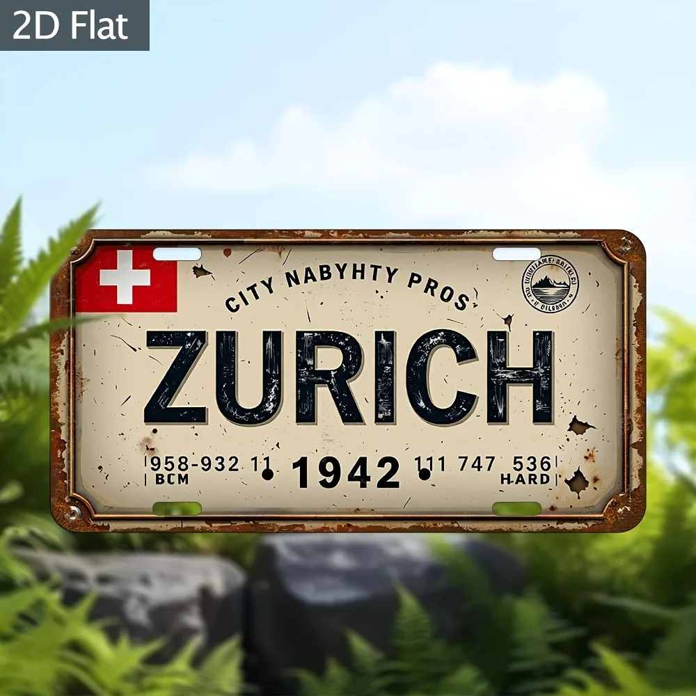 2D Flat - This 2D Decorative Piece Is Made Of, Measuring 12X6 Inches (30X15 Cm), Featuring a Flat, Vintage Metal Design. It'S Pe