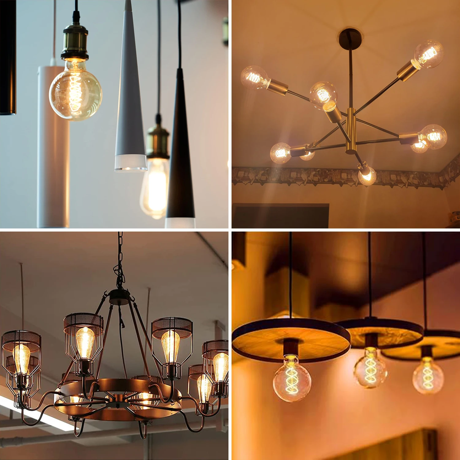 E14 LED Filament Spiral Light Bulbs E27 Vintage Gold Tint Glass Ampoule 3W G80 C35 ST64 Retro Indoor Decor Dimmable Edison Bulb