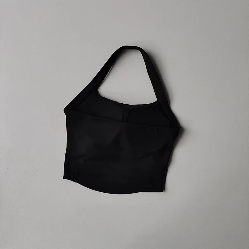 Neckholder-Sportunterwäsche mit festen Brustpolstern, Fitness-Plissee-Yoga-Anzug, integrierter BH, sexy Träger, schöner Rücken. – Detail 8