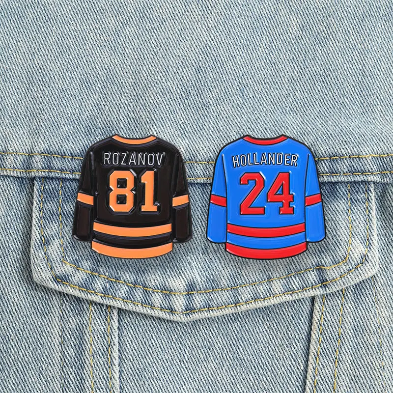 Cute Ice Hockey Uniform Enamel Pins Sport Jersey Name Number Brooch Trendy Sports Themed Lapel Badge for Fans