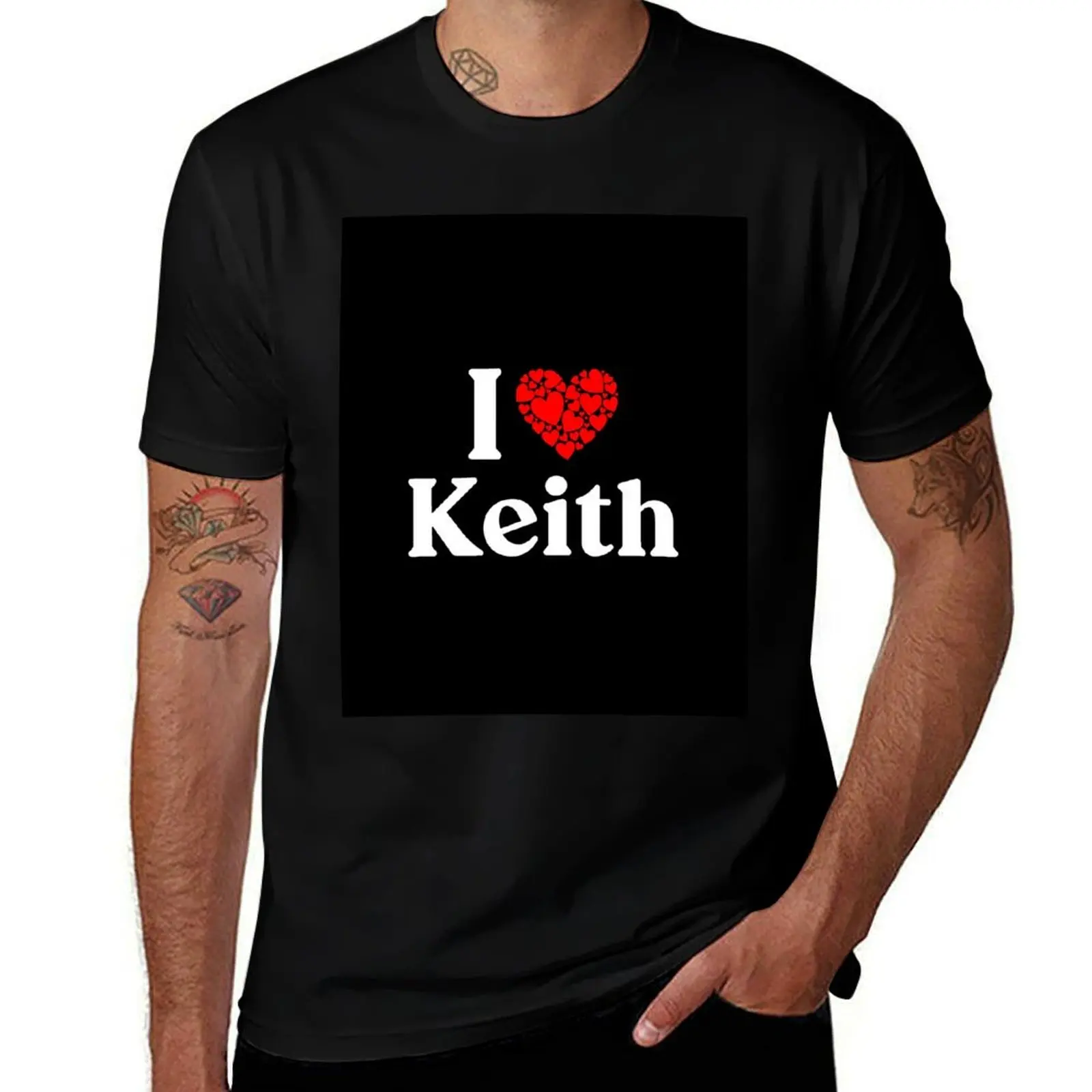 Keith Heart - I Love Keith T-Shirt Basic Casual Short Sleeve Cotton Shirt T-Shirt
