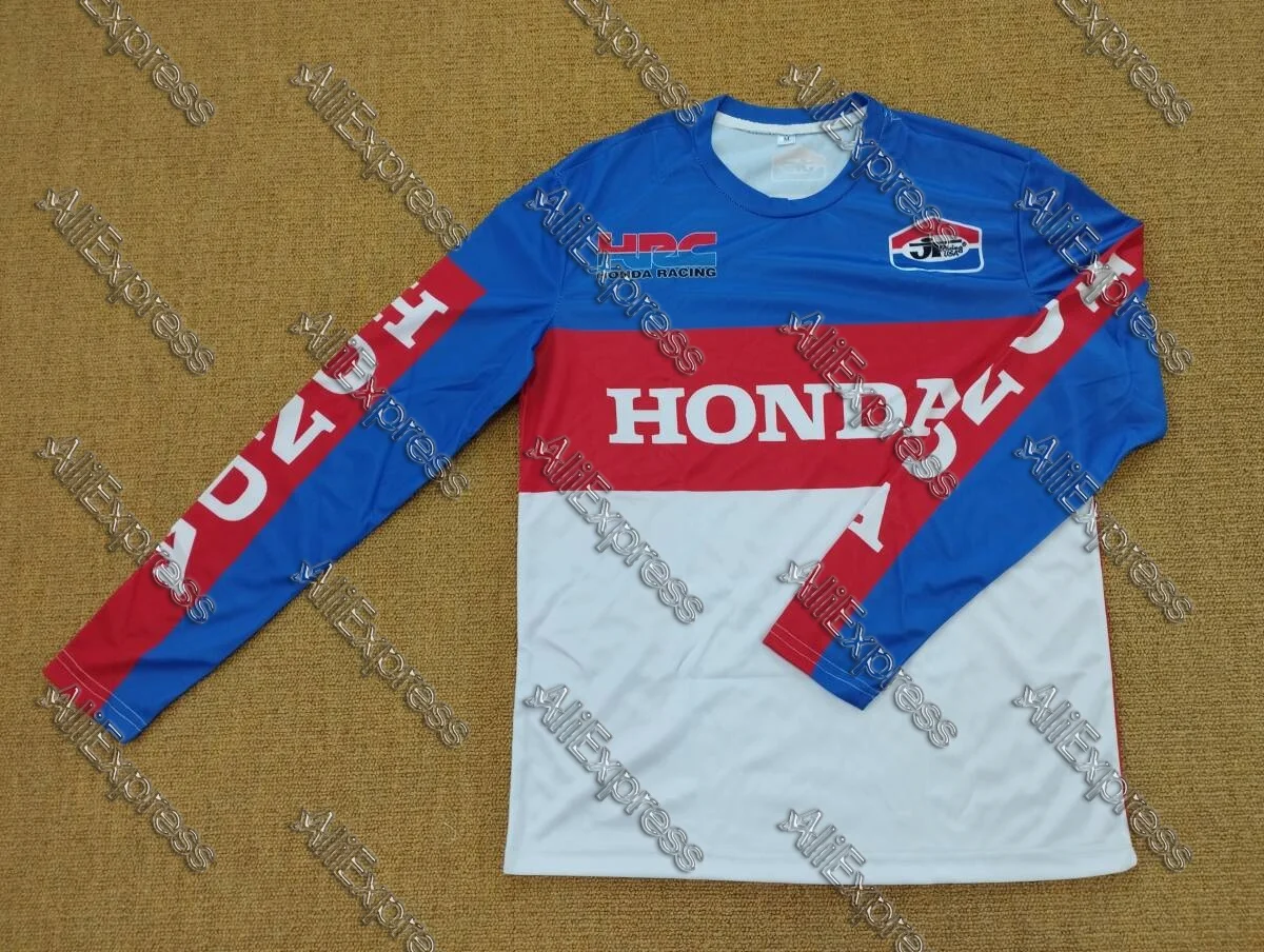 

Летняя мото-велосипедная футболка с длинными рукавами Honda, дышащий трикотаж для мотокросса для мужчин и женщин, униформа для любителей гонок на мотоциклах