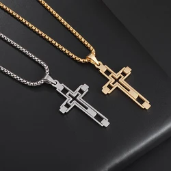 Fashionable and Creative Hollow Cross Pendant Necklace for Men and Women Party Gathering Street Accessories