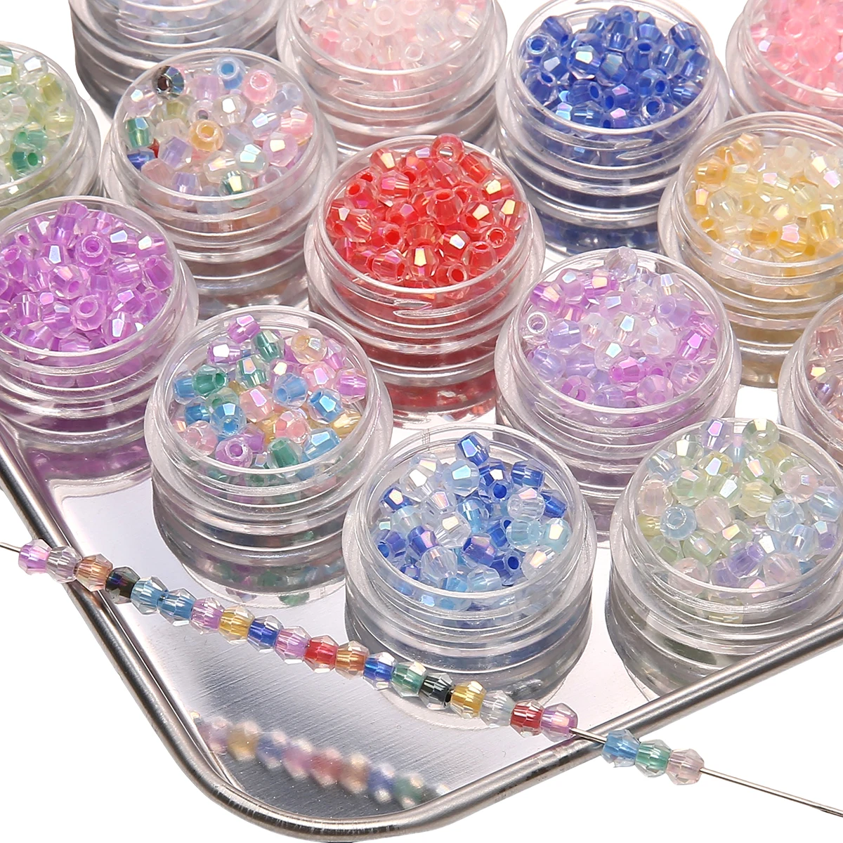135pcs 4mm Rhombus Glass Seed Beads Faceted Austria Crystal Loose Spacer Beads For Jewelry Making DIY Charm Bracelet Accessories