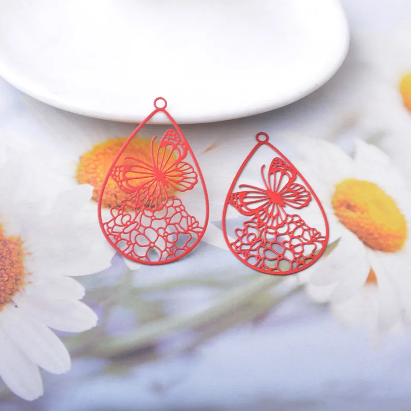 20 Stück AB7870 Messing-Schmuckanhänger, hellgoldene Schmetterlinge, bunte Schmetterlinge, Anhänger für DIY-Ohrringe und Halsketten für Damen – Detail 9