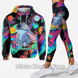 Cute Disney Stitch 3D Women's Hoodie and Tight Pants Minnie Yoga Pants Sports Pants Fashion Sports Set y2k clothes