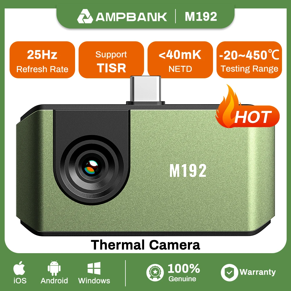 AMPBANK M192 384×384 TISR High Resolution Thermal Imaging Infrared Camera‑20℃ ~ 450℃ Temperature Range For iOS / Android / Windows PC