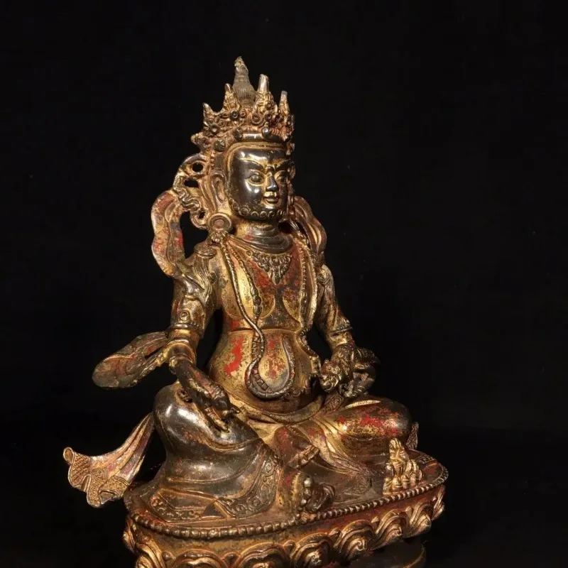 Vintage Gilt Bronze Tibetan Vajrasattva Statue Buddhist Bodhisattva Sculpture Altar Home Decor