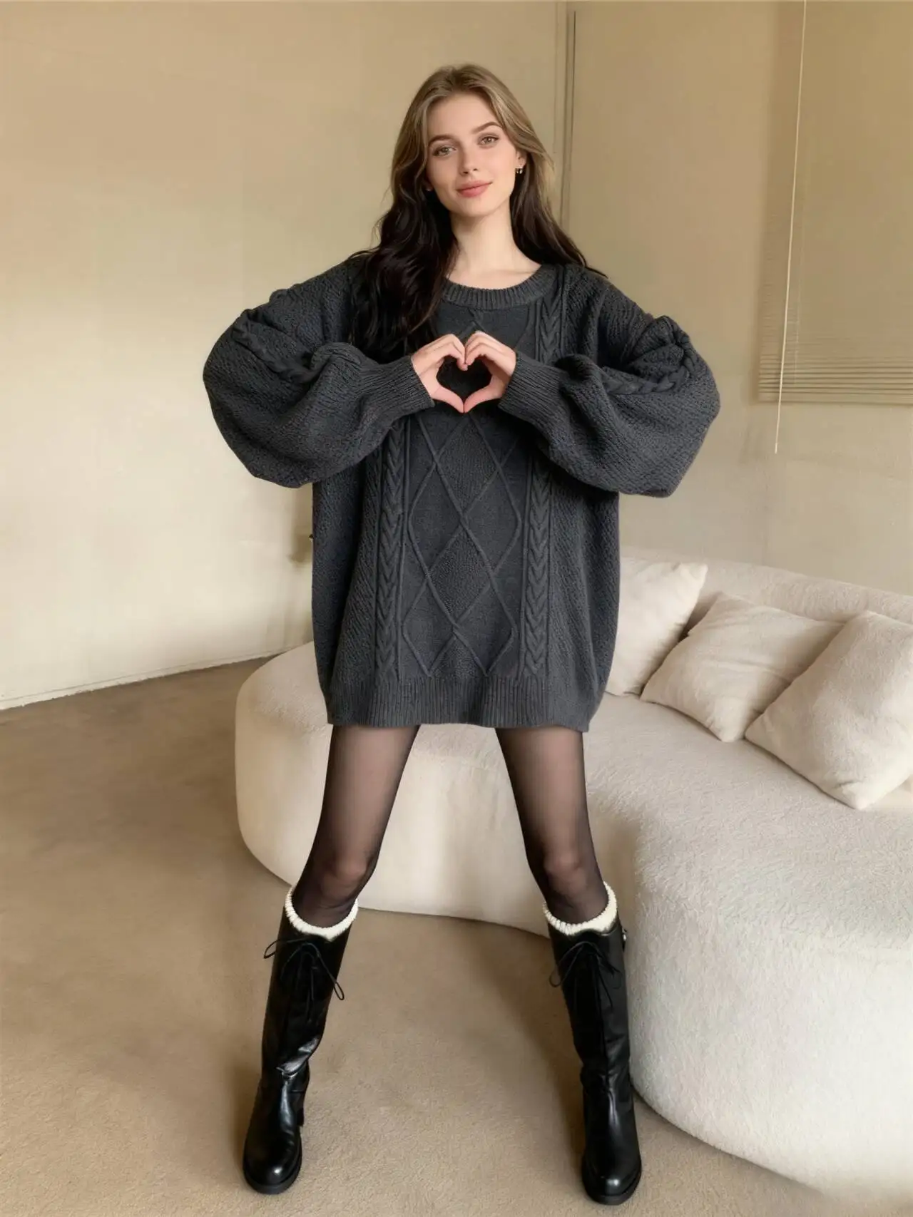 

Sweaters Jumpers Pullovers Women Knitted Winter Clothing Heart Applique Valentine Day Gift Love Romantic Sweet Pretty Softy 2025