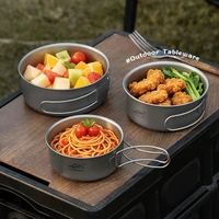 Ultralight Titanium Camping Pot Foldable Picnic Camping Instant Noodle Bowl Portable Outdoor Hiking Camping Cooking Bowl 2