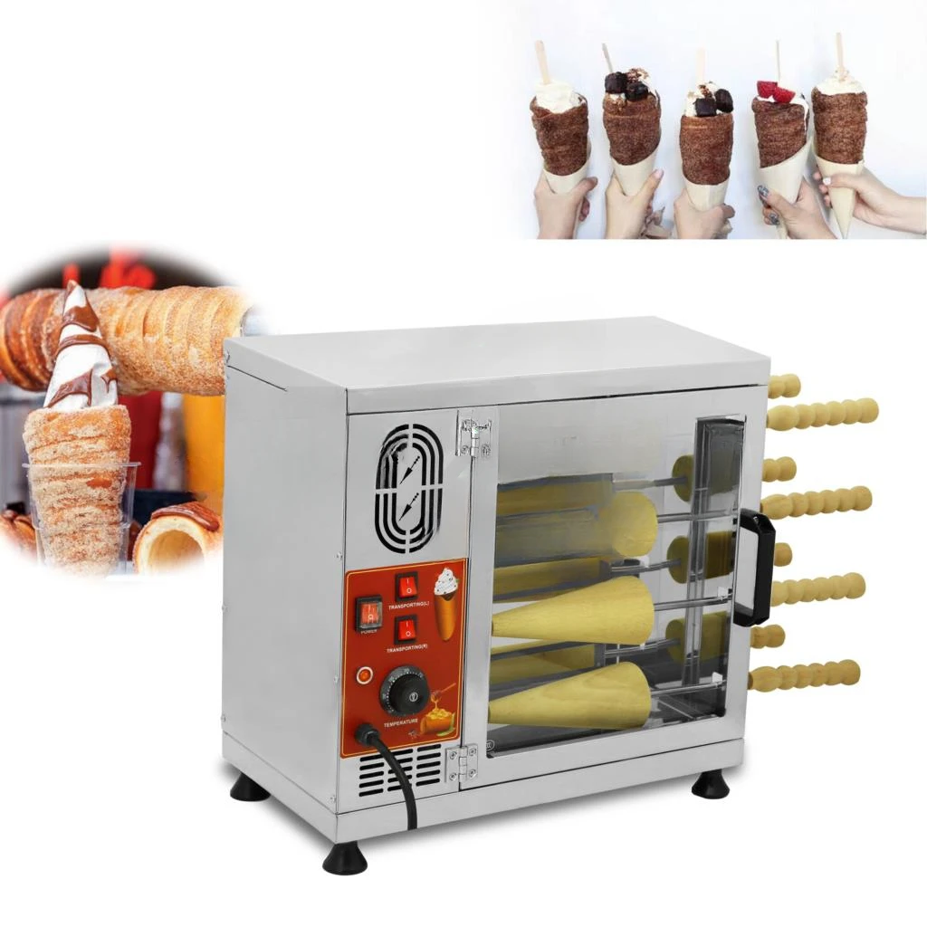 16 Rollers/220V  Wood Rolls Commercial  Machine Electric Ice Cream Cone Chimney Cake Oven Maker Machine