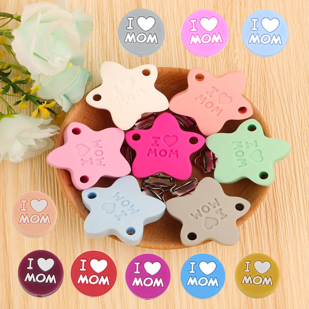 Kovict 5-10pcs Love Mom Silicone Focus Bead Silicone Clip For Making DIY Multifunctional Chain Handmade production Accessories