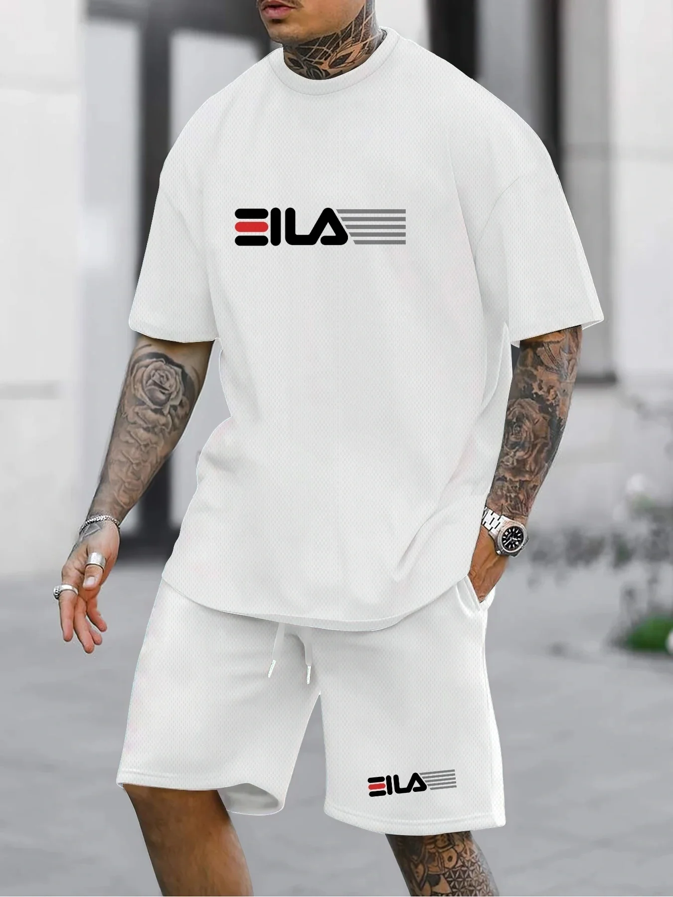 

2-piece Set Two-piece Set Streetwear Men Clothing Summer Brand Men's Leisure Sports Set Letter Printed T-shirt Shorts Round Neck